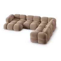 Rudos spalvos iš velveto kampinė sofa (su dešiniuoju kampu/„U“ formos) Loretto – Cosmopolitan Design