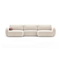 Kreminės spalvos iš šenilinio audinio sulankstoma/su sandėliavimo vieta kampinė sofa („U“ formos) Tonale – Cosmopolitan Design