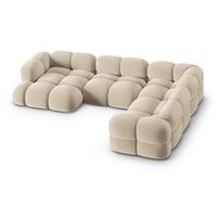 Smėlio spalvos iš velveto kampinė sofa (su dešiniuoju kampu/„U“ formos) Loretto – Cosmopolitan Design