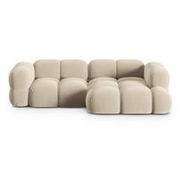 Smėlio spalvos iš velveto kampinė sofa (su dešiniuoju kampu/su gultu) Loretto – Cosmopolitan Design