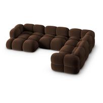 Tamsiai rudos spalvos iš velveto kampinė sofa (su dešiniuoju kampu/„U“ formos) Loretto – Cosmopolitan Design
