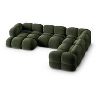 Žalios spalvos iš velveto kampinė sofa (su dešiniuoju kampu/„U“ formos) Loretto – Cosmopolitan Design