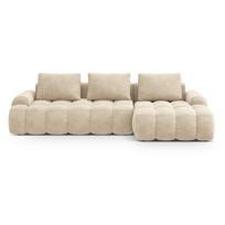 Smėlio spalvos iš velveto sulankstoma/su sandėliavimo vieta kampinė sofa (su dešiniuoju kampu/su gultu) Linz – Cosmopolitan Design