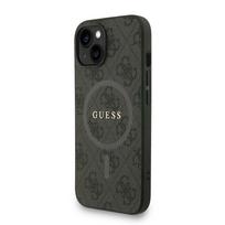 Guess PU Leather 4G Colored Ring Strap MagSafe dėklas skirtas Apple iPhone 14 juodos spalvos
