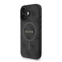 Guess PU Leather 4G Colored Ring Strap MagSafe dėklas skirtas Apple iPhone 16 juodos spalvos