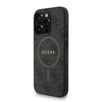 Guess PU Leather 4G Colored Ring Strap MagSafe dėklas skirtas Apple iPhone 15 Pro juodos spalvos