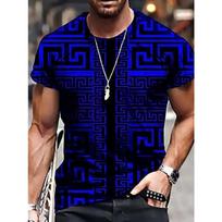 Men's Summer Youth Sports Slim Fit Digital Print Plus Size Short Shirt S