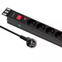 Qoltec CB nuo viršįtampių maitinimo juosta 19" RACK spintelei | 1U | 16A | PDU | 8xFRENCH | 2m