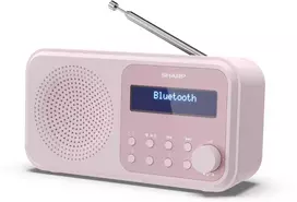 Sharp DR-P420(PK) Tokyo Portable Digital Radio, FM/DAB/DAB+, Bluetooth 5.0, USB or Battery Powered, Pink Sharp