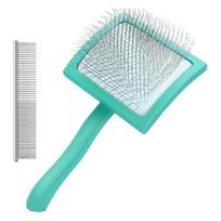 1 Set Slicker Brush for Poodles Dog Grooming Brush with Extra Long Pins Pet Brush And Comb Remove Tangles Knots for Goldendoodles Labradoodles mėlyna