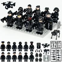Karinės serijos juodi antiteroristinės specialiosios policijos miesto policijos minifigūrėlės statybiniai blokeliai