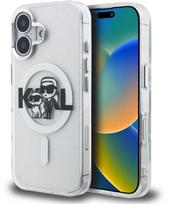 Karl Lagerfeld IML Glitter Karl and Choupette Sketch MagSafe dėklas Apple iPhone 16 skaidrus
