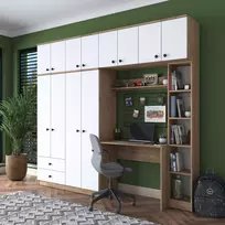 Studijos miegamojo komplektas, Hanah Home, graikinis riešutas Balta, 240 x 216,8 x 42,5 cm