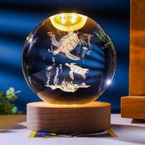 3D Krištolinio rutulio dekoracija Planetinis su LED mediniu pagrindu Lazeriu graviruotas Saulės sistemos gaublys Astronomija Gimtadienio dovana Kalėdinės lemputės Color Light Base
