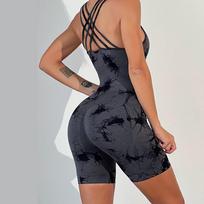 Dažyta Tiesi Stangri Jumpsuit Sportui, Lauko Treniruotėms, Formavimui, Bėgimui, Tampri, Klubo Pakėlimui, Jogai, Moteriška Jumpsuit S