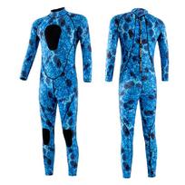 3 mm Spearfishing Hidrokostiumai Neopreniniai Kostiumai Žvejybai Nardymui Banglenčių sportui Snorkelingui Baidarių sportui Kamufliažinis Suaugusiųjų Viso kūno Terminis Laikantis šilumos XS mėlyna