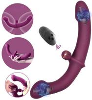 Dvipusis dviejų galvučių vibratorius LIVMAN E-106 abiem lytims su 10 vibracijos režimų ir nuotolinio valdymo pulteliu