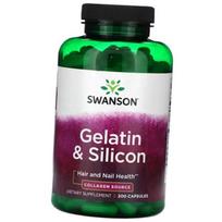 Želatina ir silicio chelatas, Gelatin and Silicon, Swanson 200 kaps. (68280011) 200caps