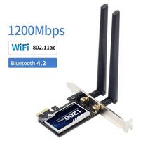 1200Mbps PCI-E WiFi adapteris 2,4G/5GHz Bluetooth 4.2 WiFi Wlan kortelė 802.11ac staliniam kompiuteriui WiFi PCI Express adapteris, skirtas Win 7 10 11