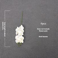 6 vnt. Realistiškos dirbtinės orchidėjų šakos - Tikroviškos drugelio orchidėjos su ryškiai žaliais lapais, geltonais žiedais ir elegantiška keramika, puikiai tinkančios namams 6pcs