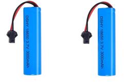 2 vnt. 3,7 V 3000 mAh ličio jonų baterija su SM-2P jungtimi – Suderinama su RC automobiliu DE45 DE42 1:14 – Didelis našumas bekelėje ir drifto lenktynėms mėlyna