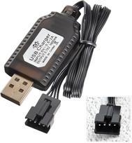 Universalus USB įkroviklis 7,4 V 2S LiPo baterijoms – SM-4P jungtis – RC automobiliui/dronui/valčiai – Apsauga nuo perkrovimo ir įkrovimo indikatorius juoda