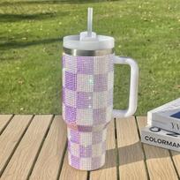 304 nerūdijančio plieno termosinė puodelis su deimantu 40oz rankena vakuuminis ledo puodelis nešiojamas automobilinis puodelis 1200ml pilka