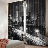 2 vnt. Juodai baltos užuolaidos Niujorko miesto naktinis vaizdas Miesto gyvenimas Bruklinas Manhetenas Tinka miegamajam svetainei valgomajam 29x65in(75x166cm)