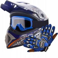 Motociklo BMX, motokroso šalmas + akiniai Enduro pirštinės Quad BMX ATV M (57-58 cm)
