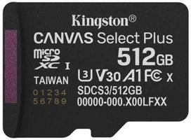 „Kingston Technology“ 512GB „micSDXC Canvas Select Plus Gen3 150R A1“ atminties kortelės pakuotė be ADP