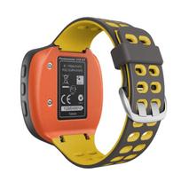 Dvispalvė silikoninė laikrodžio apyrankė Garmin Forerunner 310XT(Pilka oranžinė) geltona