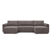 Sulankstoma kampinė sofa tamsiai pilkos spalvos iš kordinio velveto („U“ formos) Nihad – Bobochic Paris