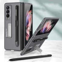 Skirtas Samsung Galaxy Z Fold3 5G GKK itin plonas kompiuterio telefono atverčiamas dėklas su laikikliu ir rašiklio lizdu For Samsung Galaxy Z Fold3 5G tamsiai pilka spalva