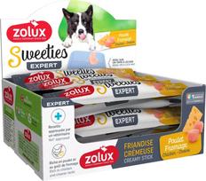 ZOLUX SWEETIES kreminis skanėstas šunims su vištiena ir sūriu 14 g