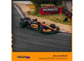 Tarmac Modeliukas 1/64 2022 McLaren MCL36 #4 Lando Norris Japanese Grand Prix, orange/blue/black