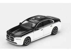 Mini GT Modeliukas 1/64 2024 BMW I7 Xdrive60, alpine white/black sapphire (yra Sandėlyje)