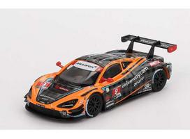 PRE-ORD3R Mini GT Modeliukas 1/64 2024 McLaren 720S GT3 Evo Pfaff Motorsports IMSA Daytona 24 Hrs, orange/black