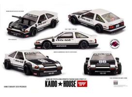 Mini GT Modeliukas 1/64 1983 Toyota Sprinter Trueno (AE86) Kaido Works Imai Racing V1, black/white (yra Sandėlyje)