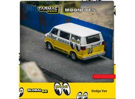 PRE-ORD3R Tarmac Modeliukas 1/64 Dodge Van *Mooneyes*, white/yellow