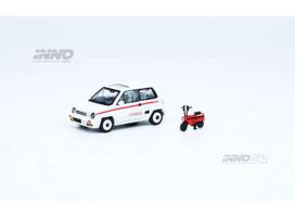 PRE-ORD3R Inno64 Modeliukas 1/64 1984 Honda City Turbo II, white Mod. version with red Motocompo