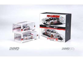 PRE-ORD3R Inno64 Modeliukas 1/64 Toyota Corolla Levin AE86 #326 & Mitsubishi Lancer EVO III #963 *Trackerz Racing* set of 2 white/black/red