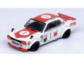PRE-ORD3R Inno64 Modeliukas 1/64 1971 Nissan Skyline 2000 GT-R KPGC10 #1 Takahashi Kunimitsu Fuji Masters 250Km, white/red