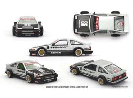 PRE-ORD3R Mini GT Modeliukas 1/64 1983 Toyota AE86 Sprinter Trueno Kaido Street V2, black/grey/white