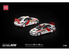 PRE-ORD3R Pop Race Modeliukas 1/64 Mitsubishi Lancer Evolution IV, #1 Safari Rally Kenya 1998, white/red