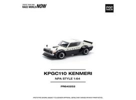 Pop Race Modeliukas 1/64 Nissan Skyline GT-R V8 Drift KPGC110 Kenmeri *NPA Style*, black/white (yra Sandėlyje)