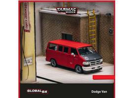 PRE-ORD3R Tarmac Modeliukas 1/64 Dodge Van, red