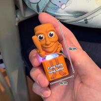 Funny Tung Tung Sahur Man Keychains with LED Light Cartoon Button Keyring Decompression Backpack Hanging Pendant Creative Gifts AS SHOW