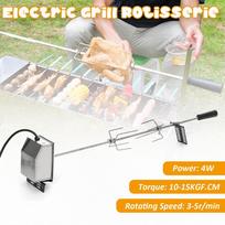 110V/220V Didelis nerūdijančio plieno grilis su iešmu, rotacinis, skirtas kepsniams, anglims, BBQ kiaulei, viščiukui, variklio komplektas 4W