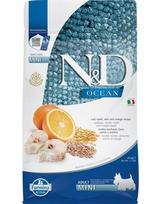 FARMINA N&D Ocean Adult Mini codfish, spelt, oats, orange 800 g menkė, spelta kviečiai, avižos, apelsinas