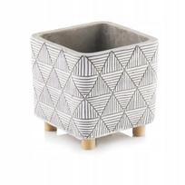 Etno kojos betoninis 13 cm pilkos spalvos gėlių vazonas, 13 cm